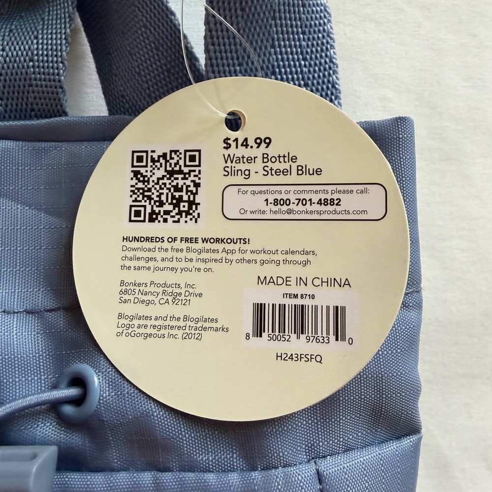 Blogilates Water Bottle Sling - Steel Blue NWT - Picture 3 of 4
